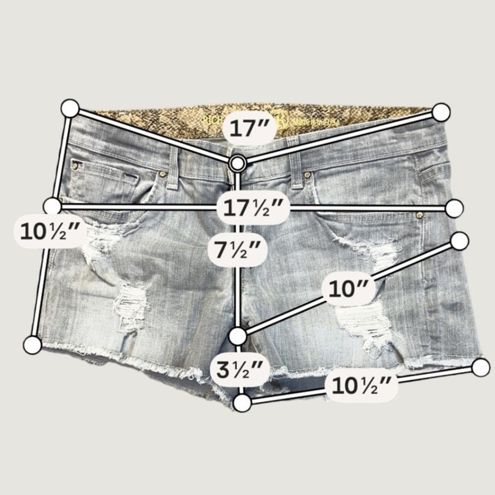 Rich & Skinny Denim Shorts Womens 34 Grey Good Distressed Button Fly Raw Hem - Picture 10 of 16